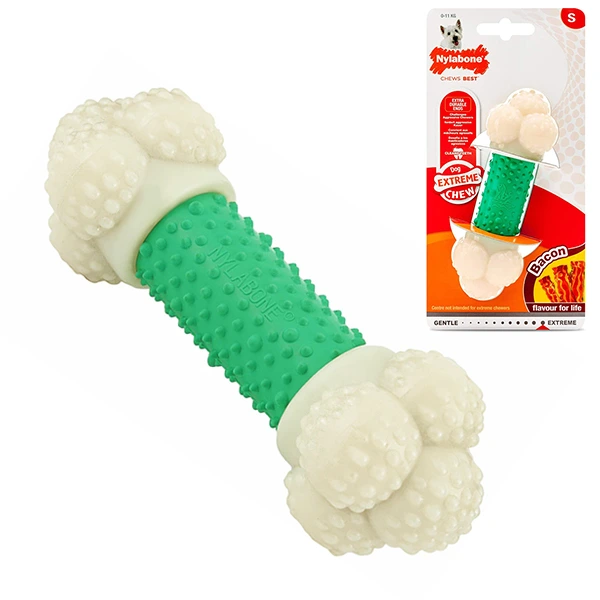Жувальна іграшка для собак Nylabone Extreme Chew Double Action, розмір S, смак бекону