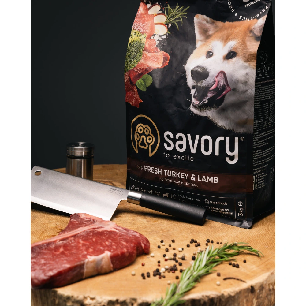 Корм сухий Savory Large Breeds rich in Fresh Turkey and Lamb для дорослих собак великих порід від 25 кг зі свіжим ягням та індичкою