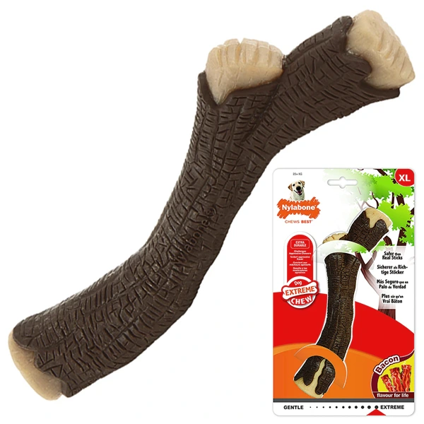 Жувальна іграшка для собак Nylabone Extreme Chew Wooden Stick, розмір XL, смак бекону