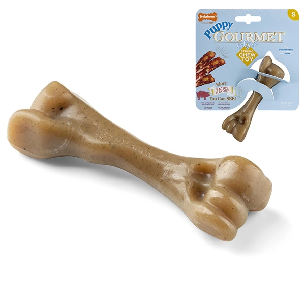 Жувальна іграшка для цуценят Nylabone Gourmet Puppy Femur, Бекон, S