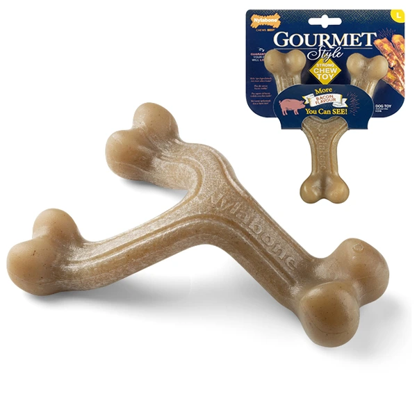 Жувальна іграшка для собак Nylabone Gourmet Wishbone, Бекон, L