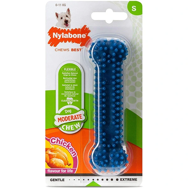 Жувальна іграшка для собак Nylabone Moderate Chew Dental Bone, Курка, S