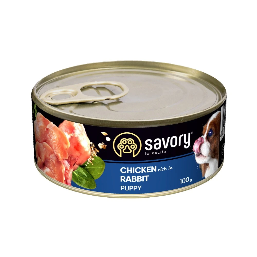 Корм вологий Savory Dog All breeds Puppy Chicken rich in Rabbit паштет для цуценят усіх порід з кроликом 100 г
