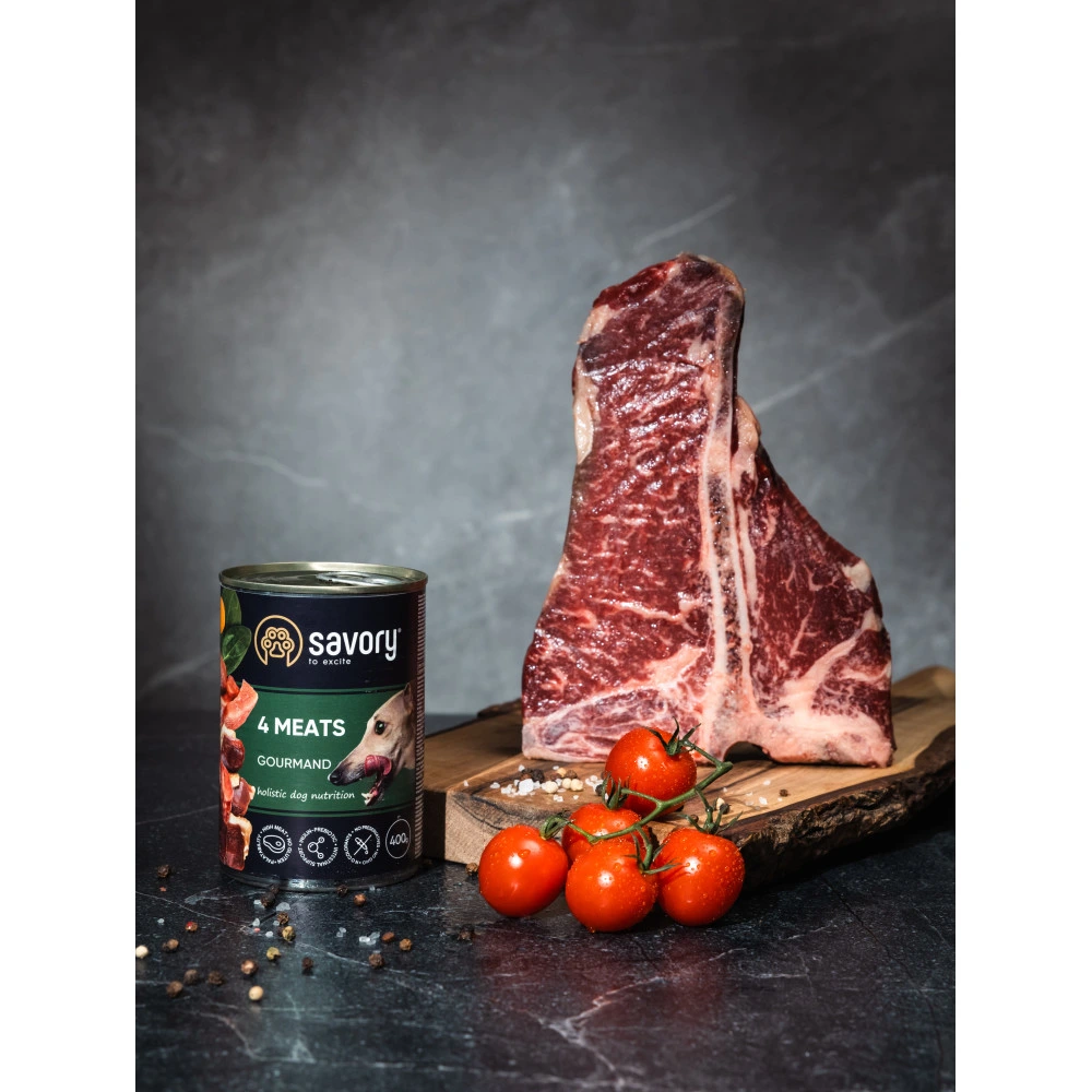 Корм вологий Savory Dog Gourmand 4 meats паштет для дорослих собак усіх порід з чотирма видами м’яса 400 г