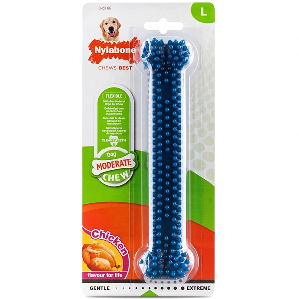Жувальна іграшка для собак Nylabone Moderate Chew Dental Bone, Курка, L