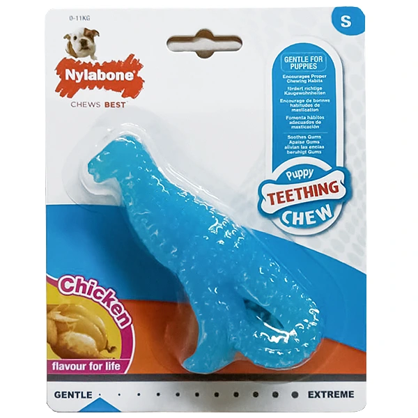Іграшка жувальна для цуценят Nylabone Puppy Chew Dinosaur, Курка, S