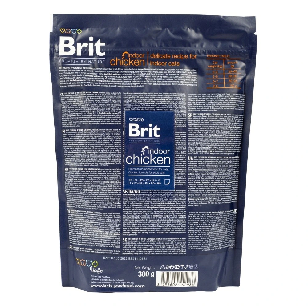 Сухой корм Brit Premium Cat by Nature Indoor для взрослых домашних кошек с курицей 300 г