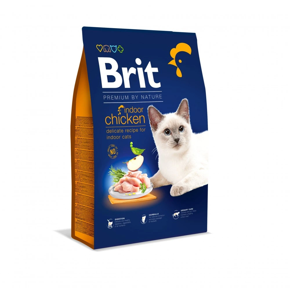Корм сухий Brit Premium Cat by Nature Indoor для дорослих домашніх котів з куркою 8 кг