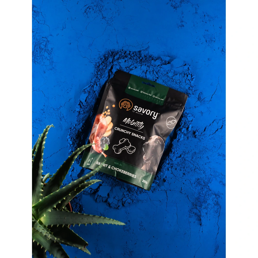 Хрусткі ласощі Savory Mobility Rabbit and Chokeberries для собак усіх порід для здоров’я суглобів з кроликом і чорноплідною