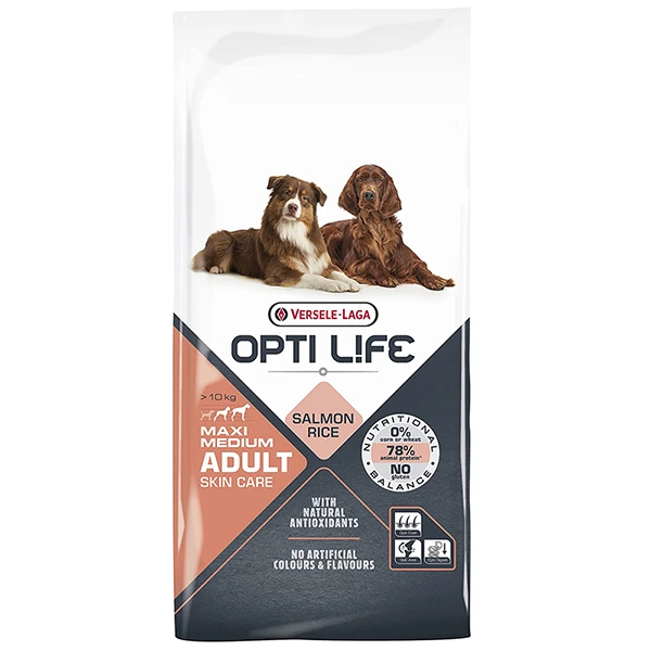 Сухий суперпреміум корм для собак Opti Life Adult Skin Care Medium & Maxi, Лосось, 12.5 кг