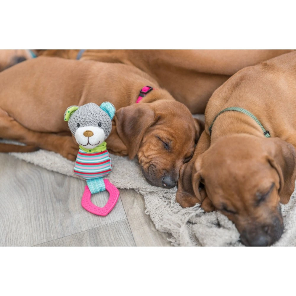 Игрушка Trixie Junior для собак Медведь с кольцом и звуком полиэстер/пластик 23 см