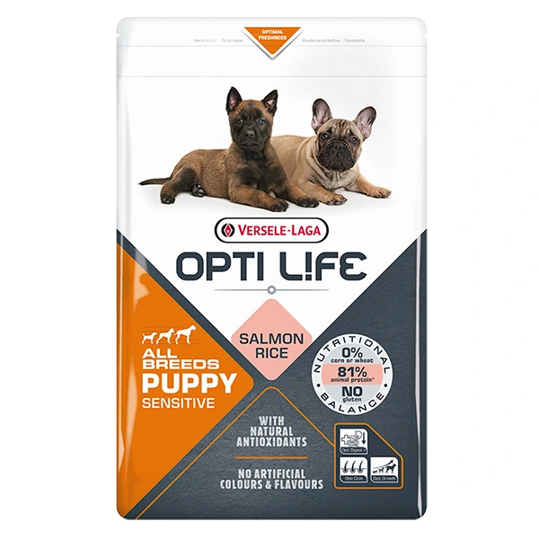 Корм для собак Opti Life Puppy Sensitive, Лосось, для всіх порід, 2.5 кг