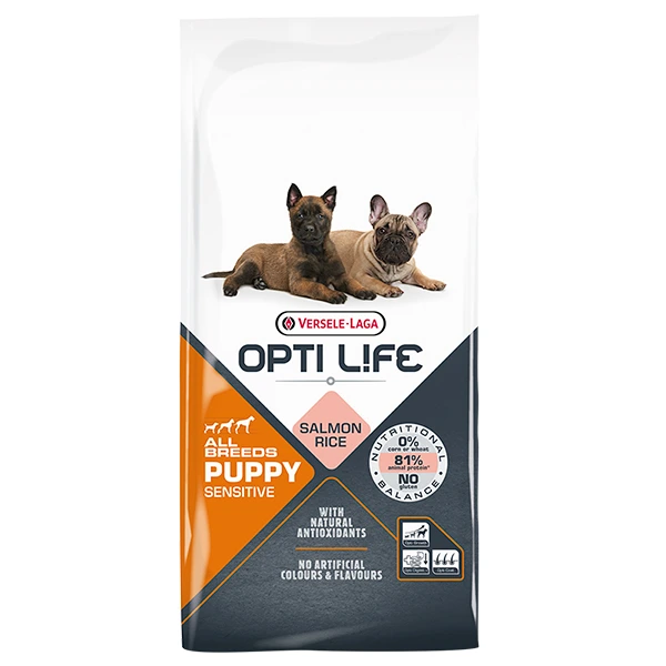 Сухий суперпреміум корм для цуценят Opti Life Puppy Sensitive, Лосось, 12.5 кг