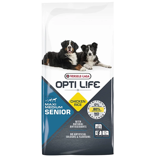 Корм для собак Opti Life Senior Medium & Maxi, для літніх, середніх та великих порід, 12.5 кг
