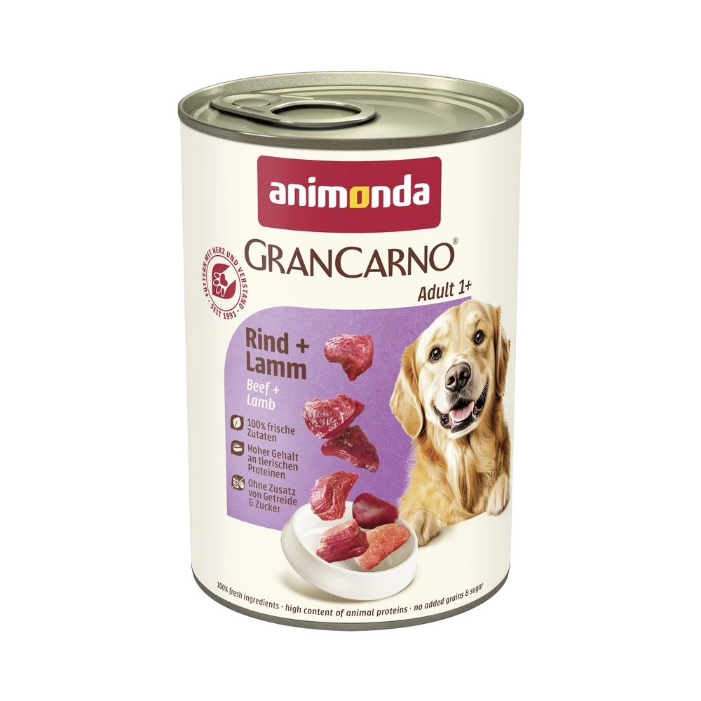 Корм вологий GranCarno Adult Beef Lamb для дорослих собак з яловичиною і ягнятиною 400 г