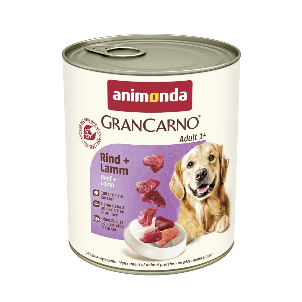 Корм вологий GranCarno Adult Beef Lamb для дорослих собак з яловичиною і ягнятиною 800 г