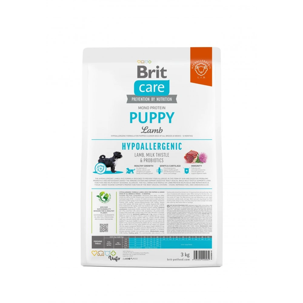 Корм сухий Brit Care Dog Hypoallergenic Puppy для цуценят гіпоалергенний з ягням 3 кг