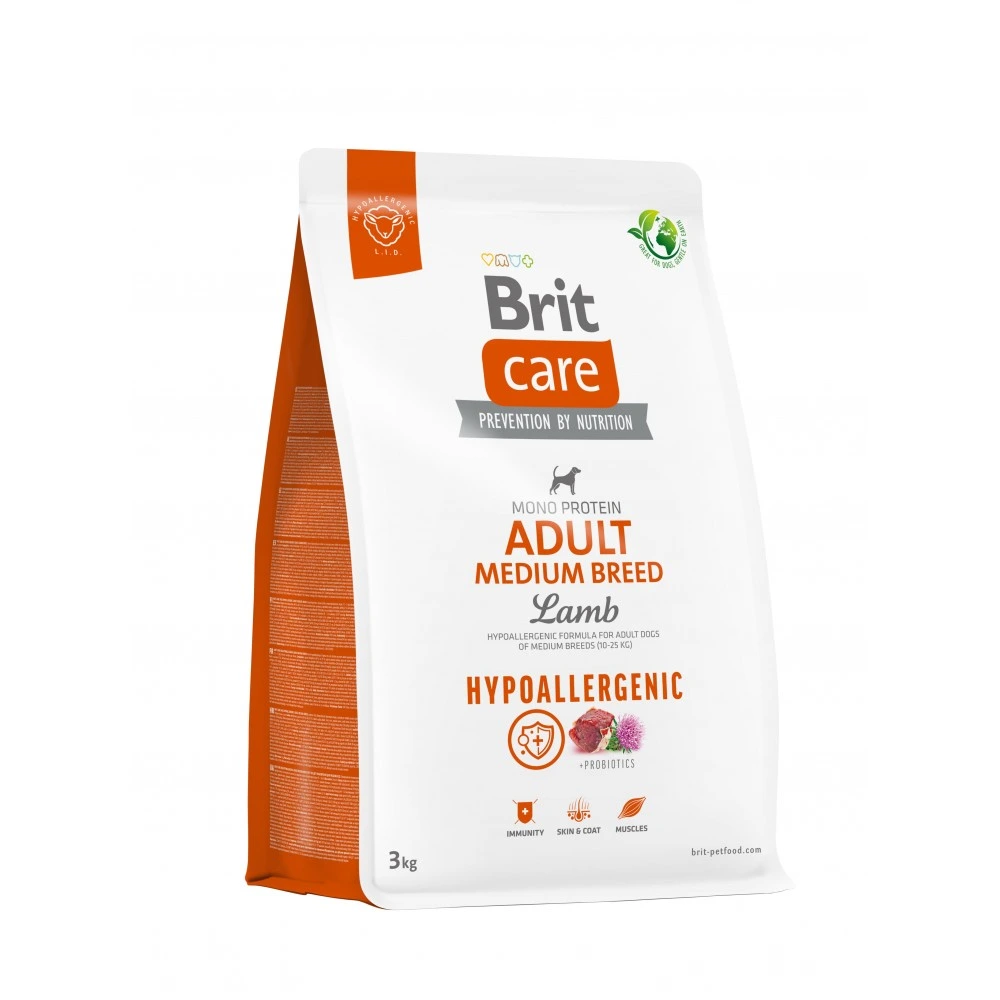 Корм сухий Brit Care Dog Hypoallergenic Adult Medium Breed для собак середніх порід гіпоалергенний з ягням 3 кг
