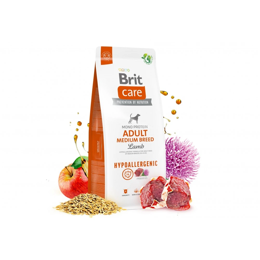 Корм сухий Brit Care Dog Hypoallergenic Adult Medium Breed для собак середніх порід гіпоалергенний з ягням 12 кг
