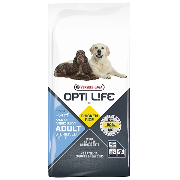 Корм для собак Opti Life Sterilised Light Medium & Maxi, для стерилізованих, для контролю ваги, середніх та великих порід, 12.5 кг