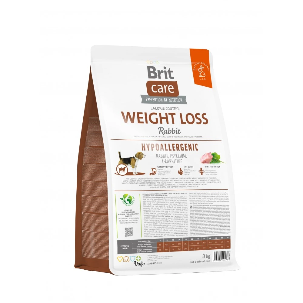 Корм сухий Brit Care Dog Hypoallergenic Weight Loss для собак із зайвою вагою гіпоалергенний з кроликом 3 кг