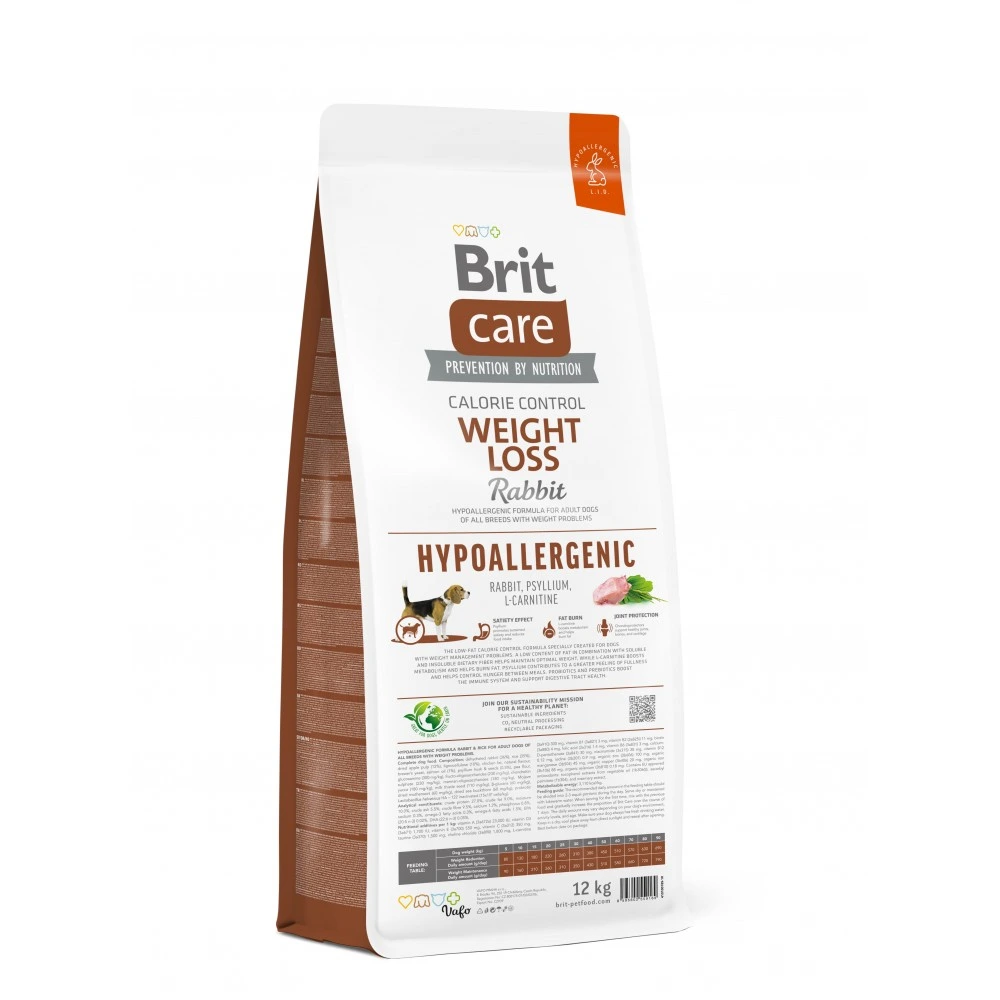 Корм сухий Brit Care Dog Hypoallergenic Weight Loss для собак із зайвою вагою гіпоалергенний з кроликом 12 кг