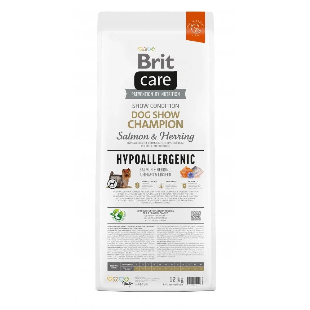 Корм сухий Brit Care Dog Hypoallergenic Dog Show Champion для виставкових собак з лососем і оселедцем 12 кг