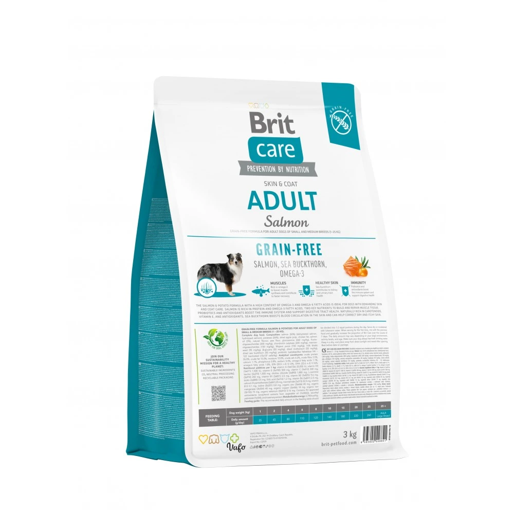 Корм сухой Brit Care Dog Grain-free Adult для взрослых собак малых и средних беззерновых пород с лососем 3 кг