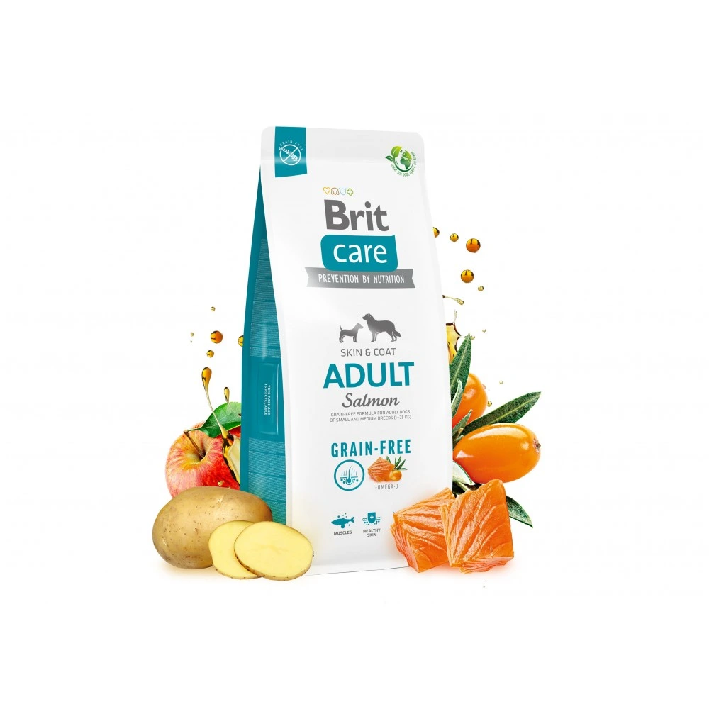 Корм сухой Brit Care Dog Grain-free Adult для взрослых собак малых и средних беззерновых пород с лососем 3 кг