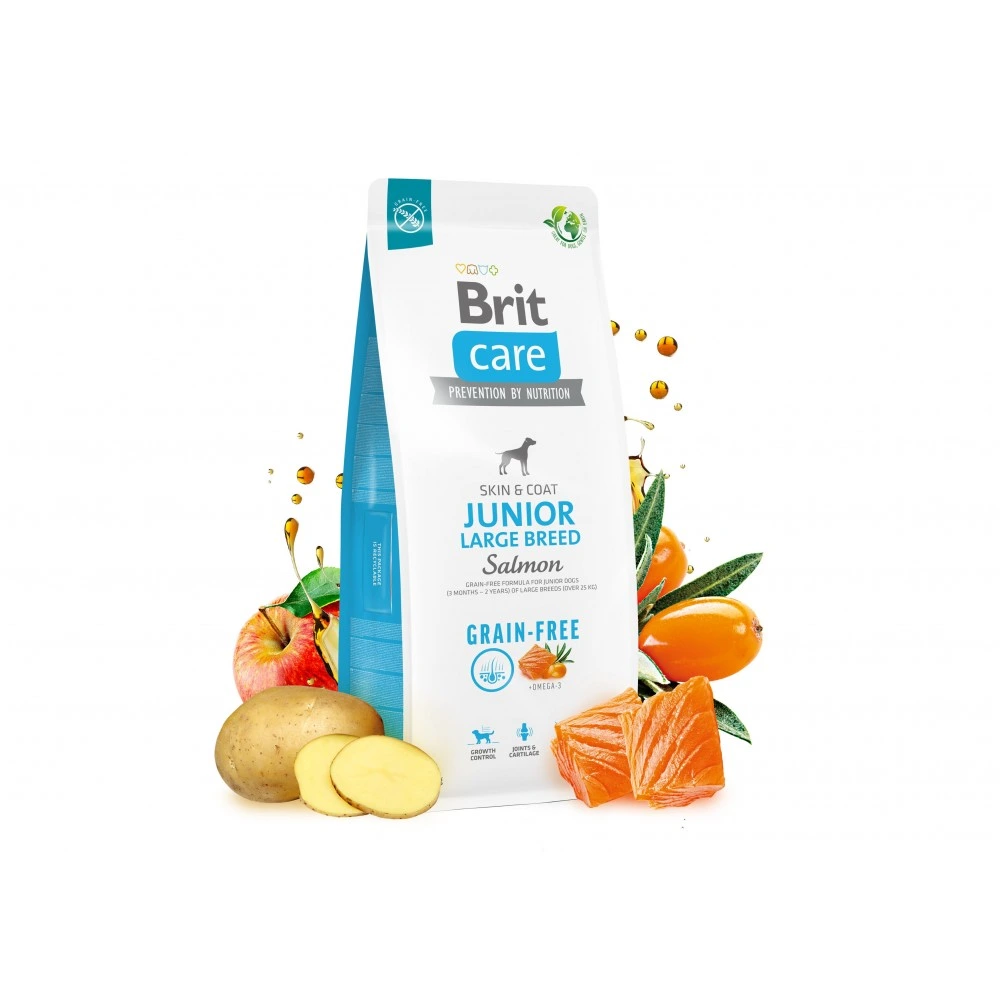 Корм сухий Brit Care Dog Grain-free Junior Large Breed для молодих собак великих порід беззерновий з лососем 1 кг