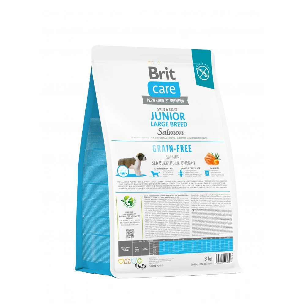 Корм сухий Brit Care Dog Grain-free Junior Large Breed для молодих собак великих порід беззерновий з лососем 3 кг