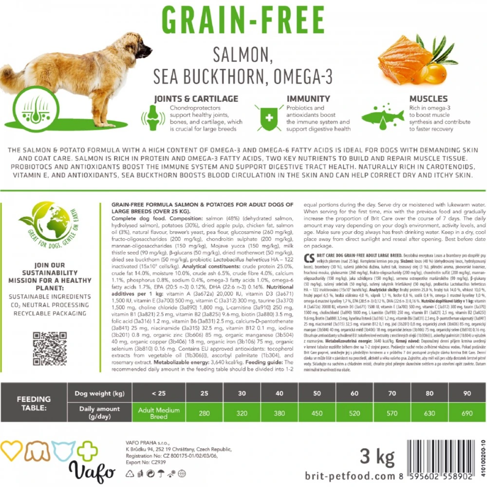 Корм сухой Brit Care Dog Grain-free Adult Large Breed для взрослых собак больших беззерновых пород с лососем 3 кг