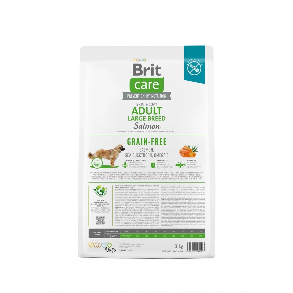 Корм сухой Brit Care Dog Grain-free Adult Large Breed для взрослых собак больших беззерновых пород с лососем 3 кг