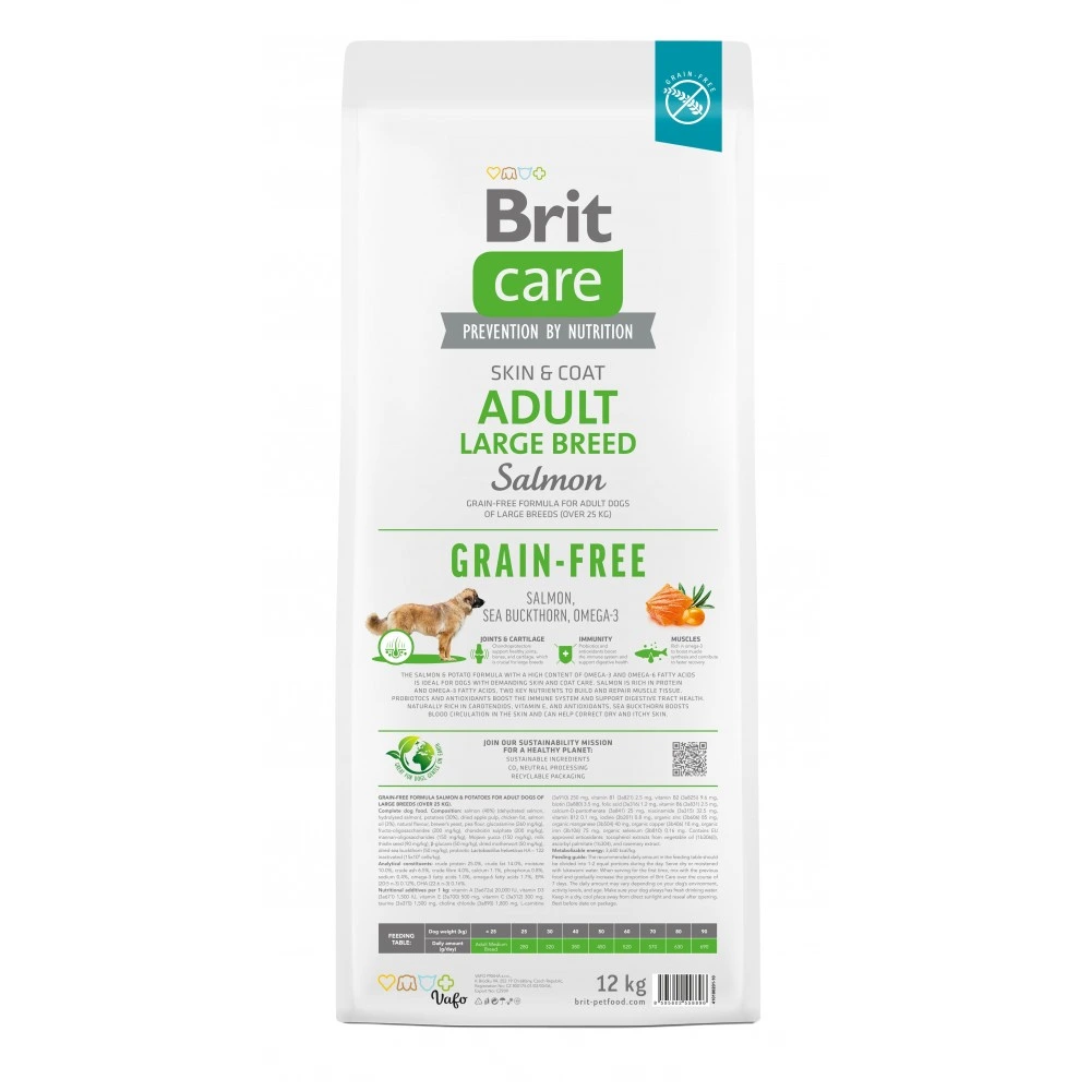 Корм сухой Brit Care Dog Grain-free Adult Large Breed для взрослых собак крупных беззерновых пород с лососем 12 кг