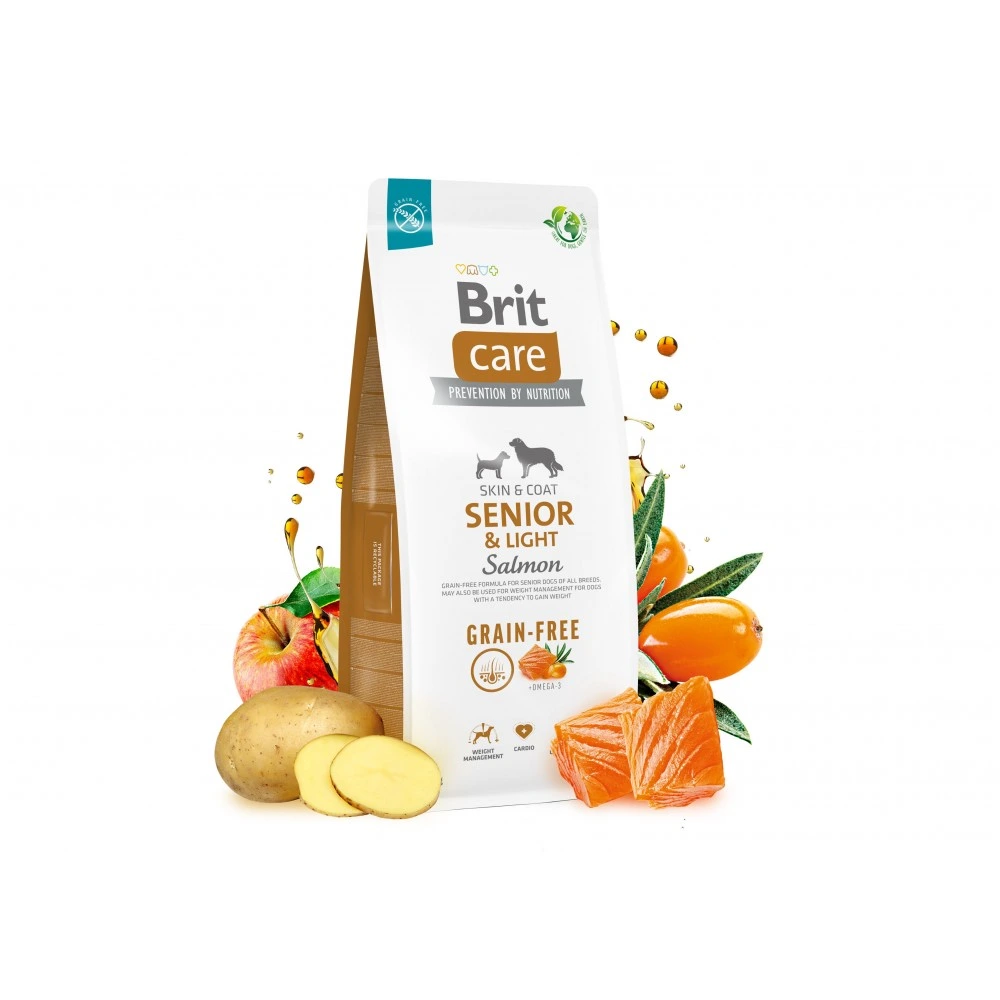 Корм сухой Brit Care Dog Grain-free Senior and Light для стареющих беззерновых собак с лососем 3 кг