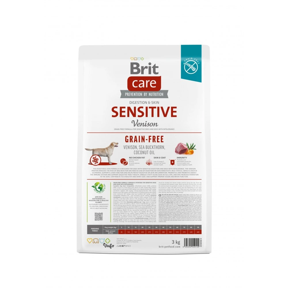 Корм сухой Brit Care Dog Grain-free Sensitive для собак с чувствительным пищеварением и пищевой непереносимостью беззерновой из оленей