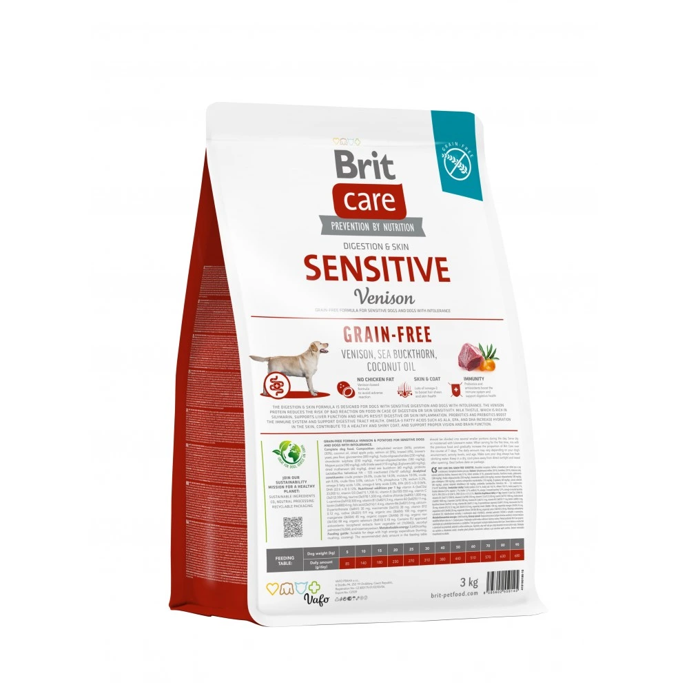 Корм сухой Brit Care Dog Grain-free Sensitive для собак с чувствительным пищеварением и пищевой непереносимостью беззерновой из оленей