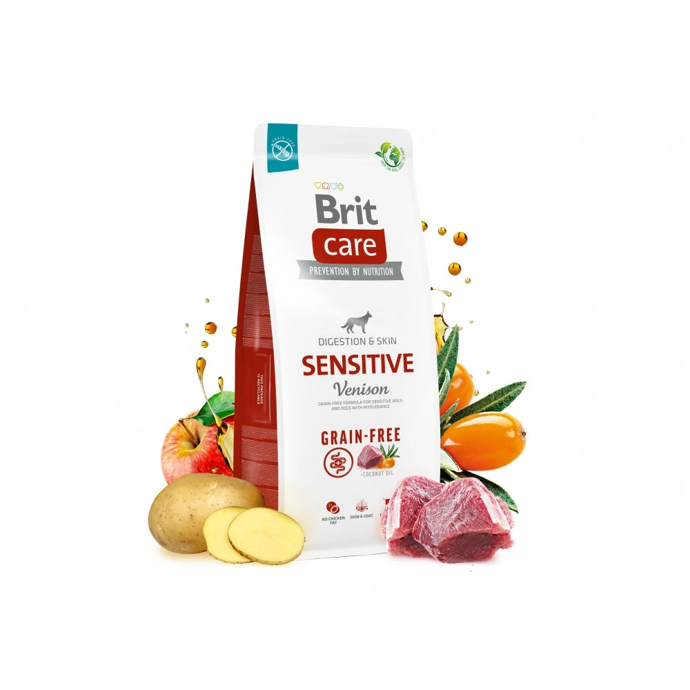 Корм сухий Brit Care Dog Grain-free Sensitive для собак з чутливим травленням беззерновий з олениною 12 кг