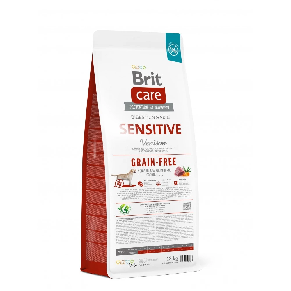 Корм сухий Brit Care Dog Grain-free Sensitive для собак з чутливим травленням беззерновий з олениною 12 кг