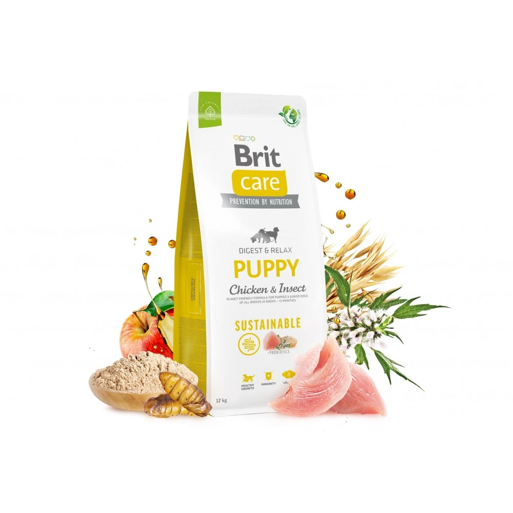 Корм сухий Brit Care Dog Sustainable Puppy для цуценят з куркою та комахами 12 кг
