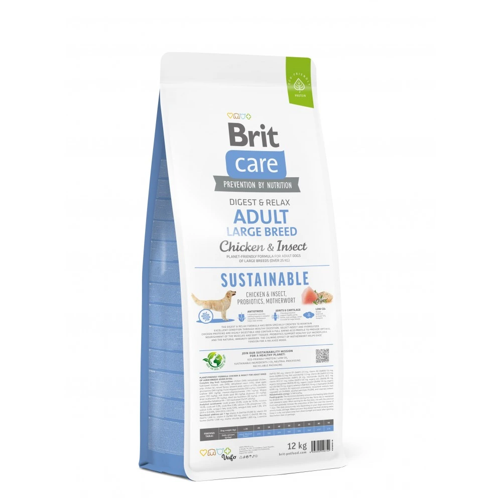 Корм сухий Brit Care Dog Sustainable Adult Large Breed для дорослих собак великих порід з куркою та комахами 12 кг