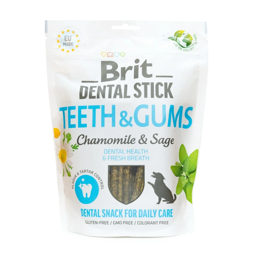 Ласощі Brit Dental Stick Teeth and Gums для дорослих собак з ромашкою та шавлією для здоров я ясен і зубів 7 шт 251 г