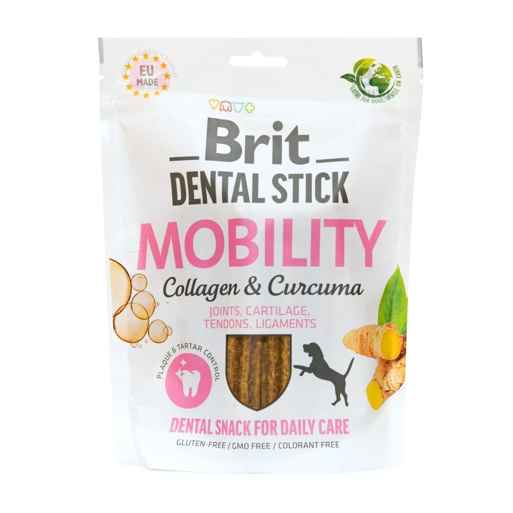 Ласощі Brit Dental Stick Mobility для дорослих собак з колагеном і куркумою для мобільності суглобів 7 шт 251 г