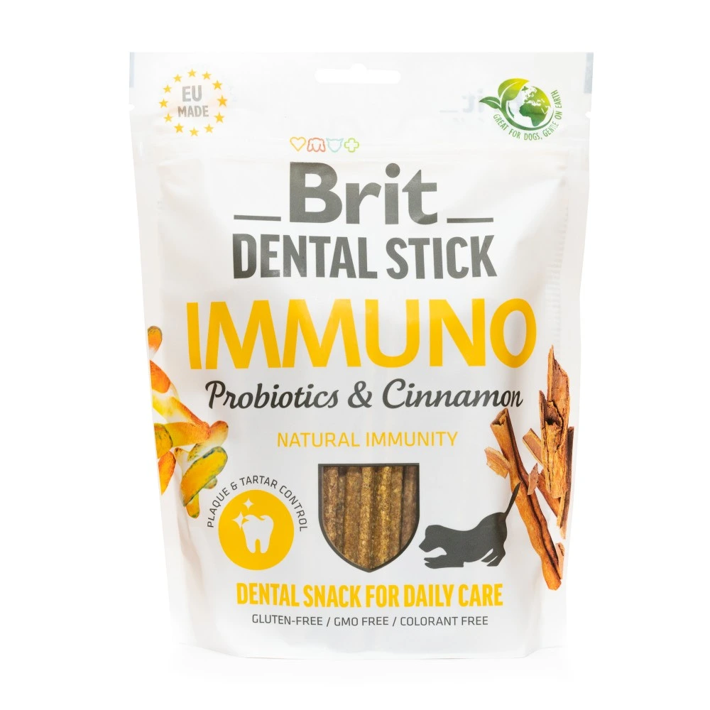Ласощі Brit Dental Stick Immuno для дорослих собак з пробіотиками та корицею для міцного імунітету 7 шт 251 г