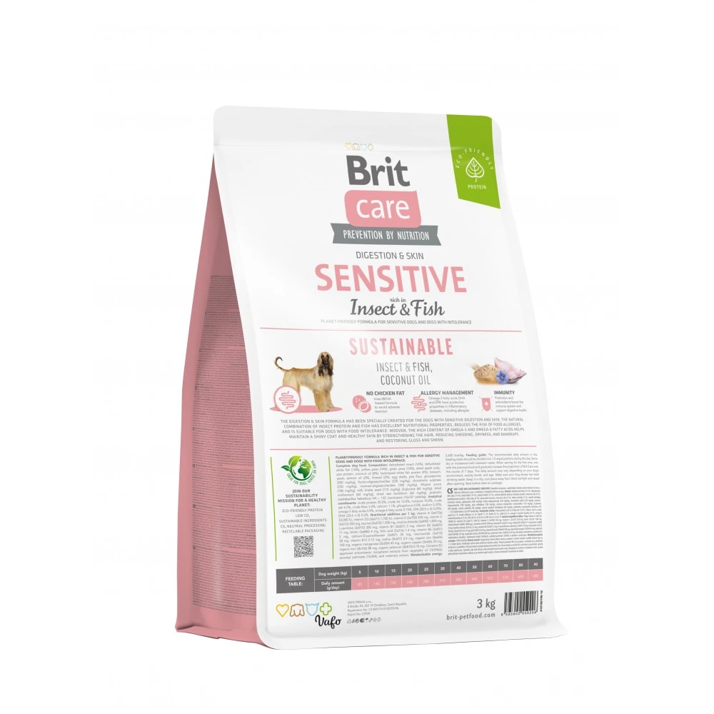 Корм сухой Brit Care Dog Sustainable Sensitive для собак с чувствительным пищеварением с рыбой и насекомыми 3 кг