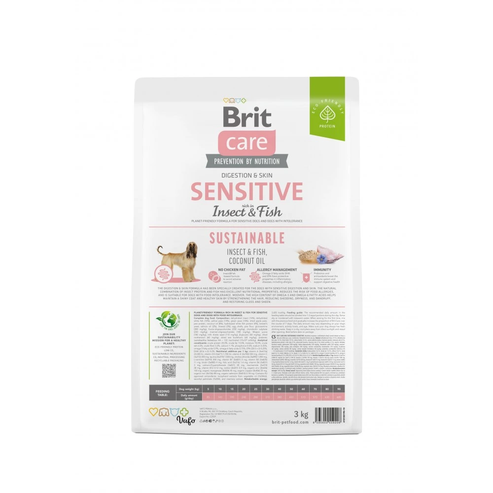 Корм сухой Brit Care Dog Sustainable Sensitive для собак с чувствительным пищеварением с рыбой и насекомыми 3 кг