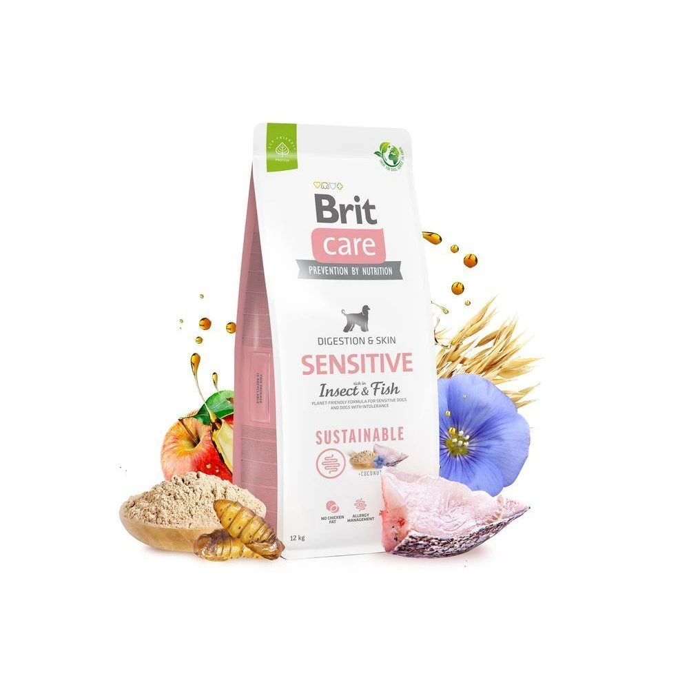 Корм сухой Brit Care Dog Sustainable Sensitive для собак с чувствительным пищеварением с рыбой и насекомыми 12 кг
