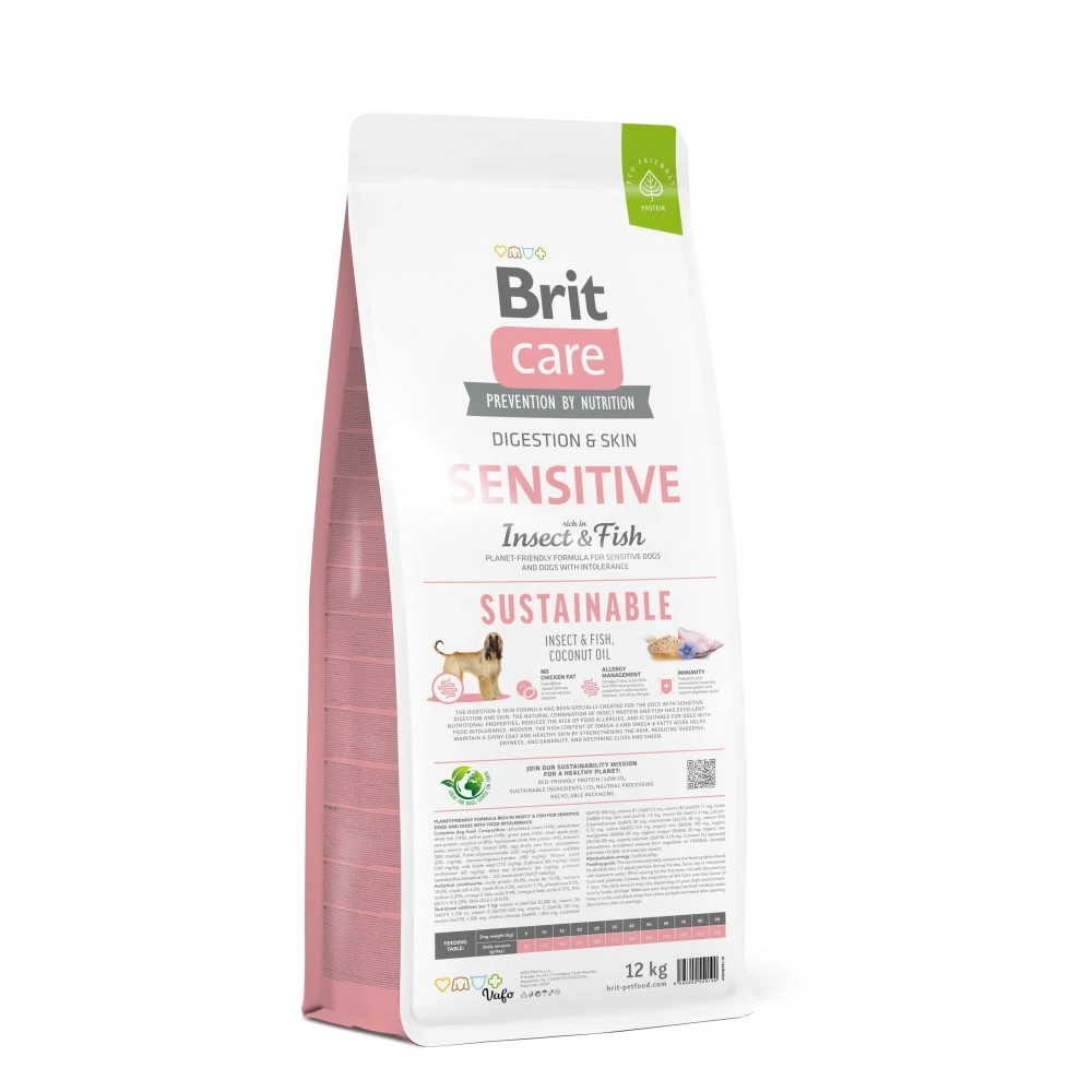 Корм сухой Brit Care Dog Sustainable Sensitive для собак с чувствительным пищеварением с рыбой и насекомыми 12 кг