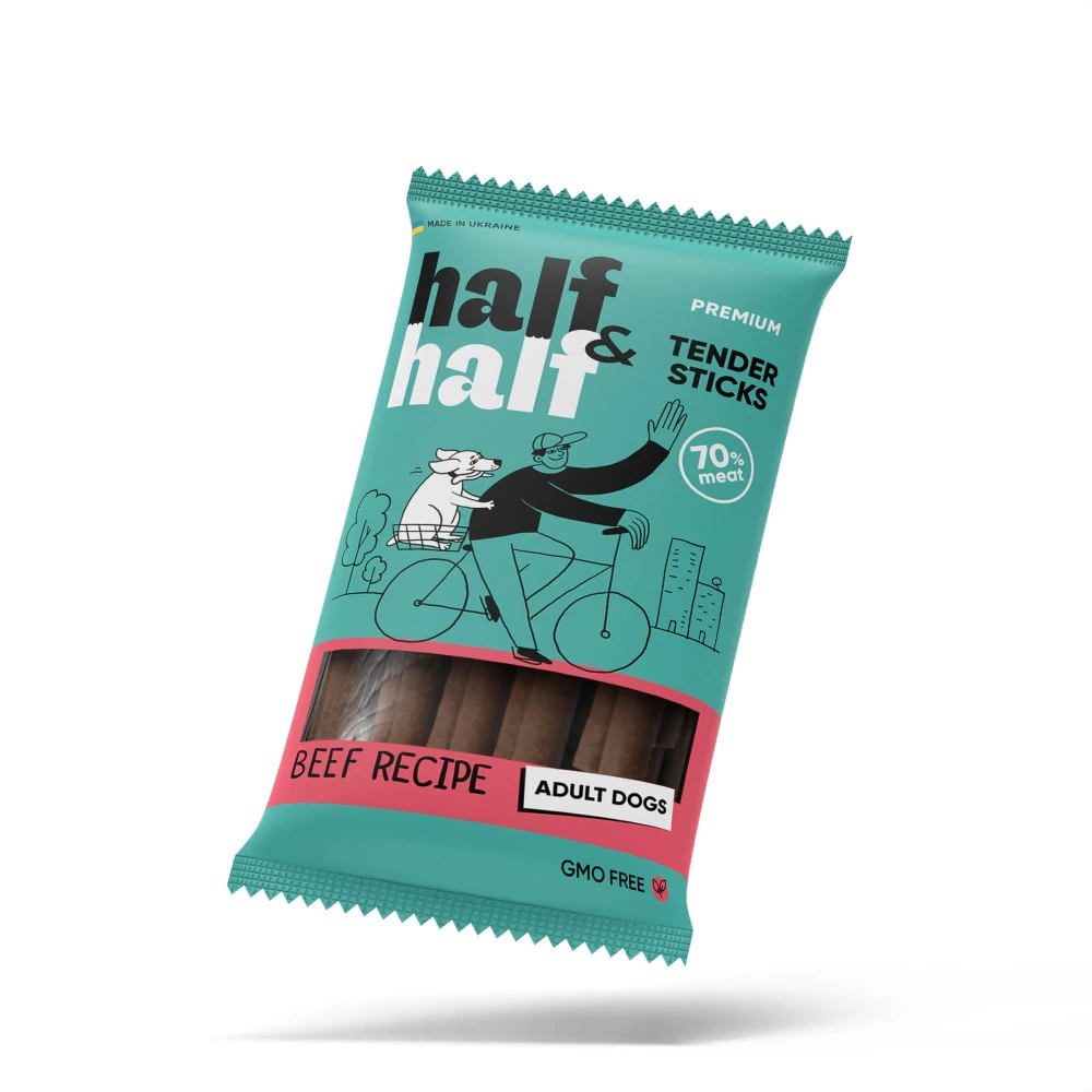 Ласощі HalfHalf м ясні палички для собак з яловичиною 100 г