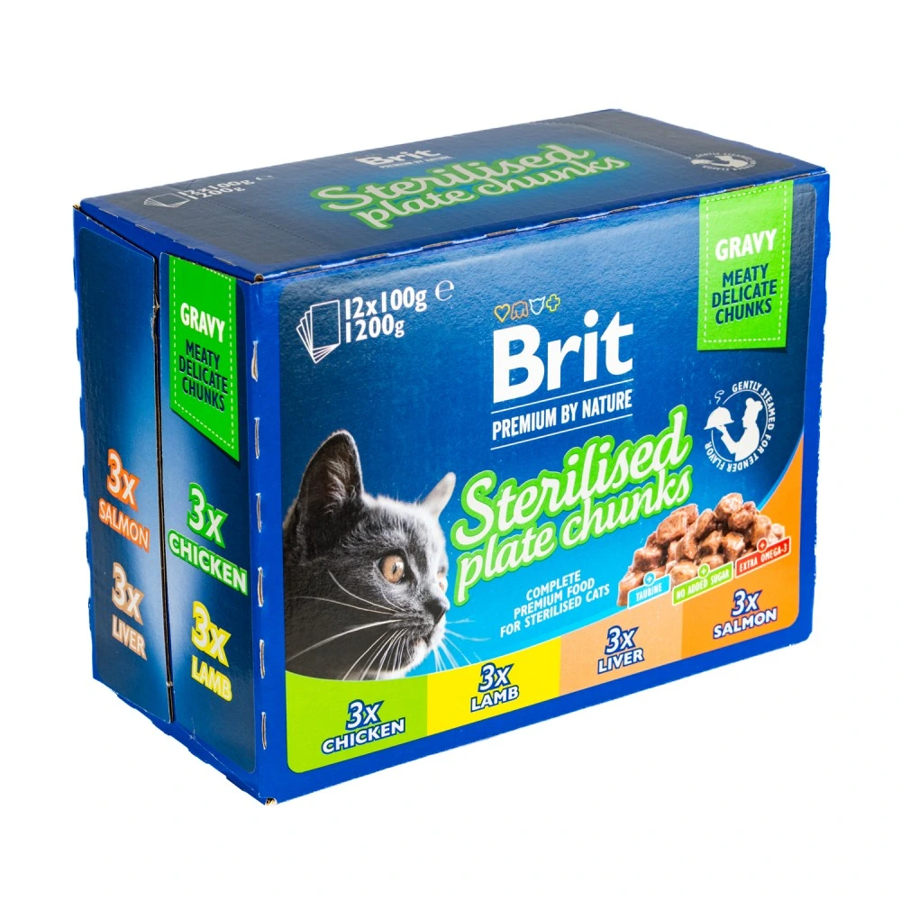 Корм вологий Brit Premium Sterilised Plate д/стерилізованих котів Тарілка д/стерилізованих 12 шт х 100 г